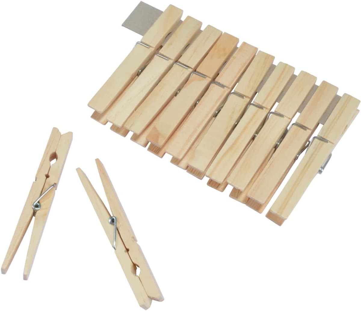 Houten Wasknijpers - Kledinghouders - Kleding Drogen - Natuurlijk Materiaal - 10 cm - Houtkleur — afbeelding 1