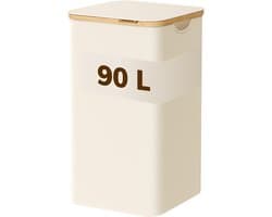 ACAZA Wasmand Met Deksel - 90 L - Bamboe - 42 x 32 x 70,5 cm - Beige