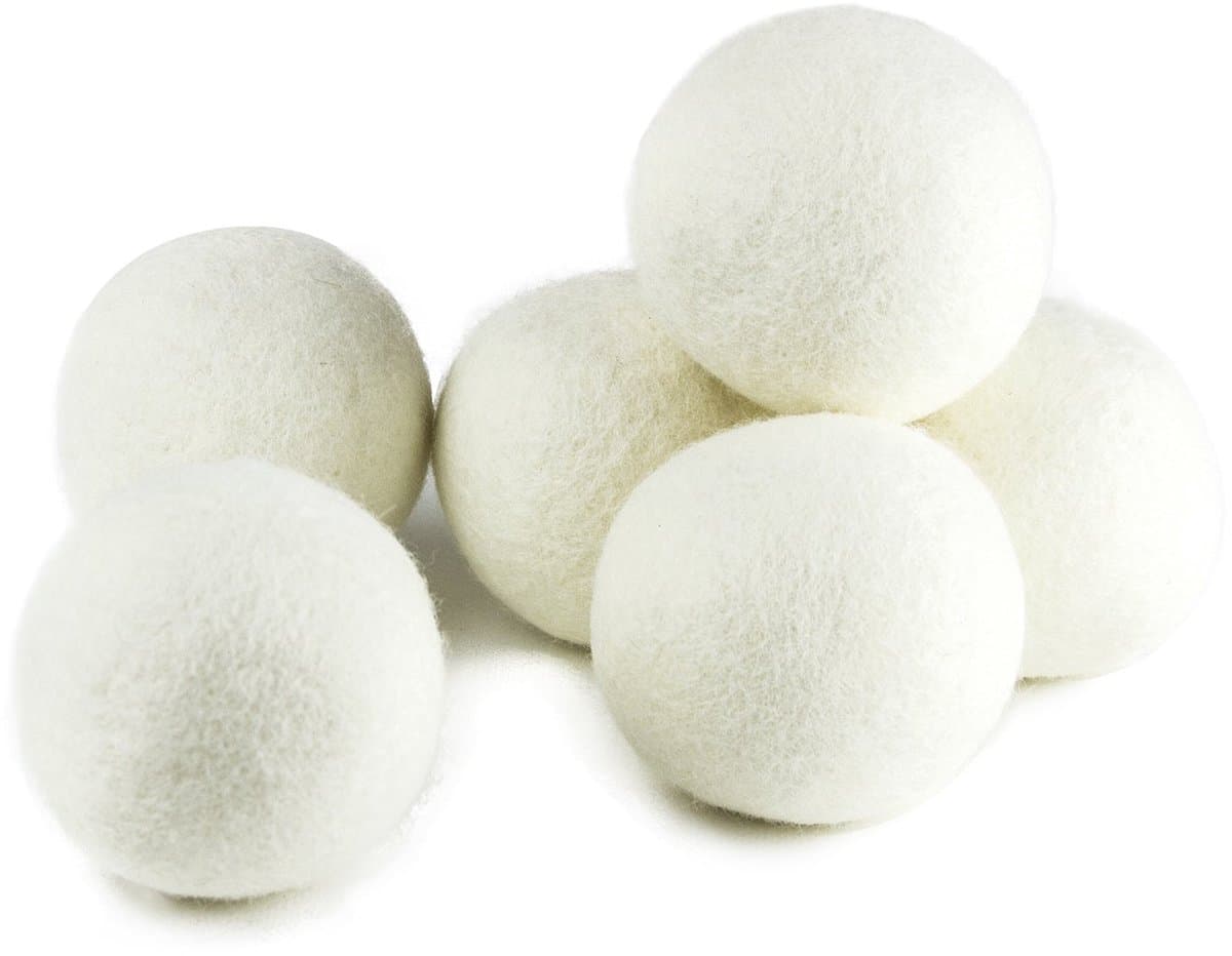 JeiibrZui Droogballen van wol - Droogballen voor sneller en zachter drogen van kleding - Pak van 6 - Geschikt voor lichtgekleurde kleding, wit — afbeelding 1