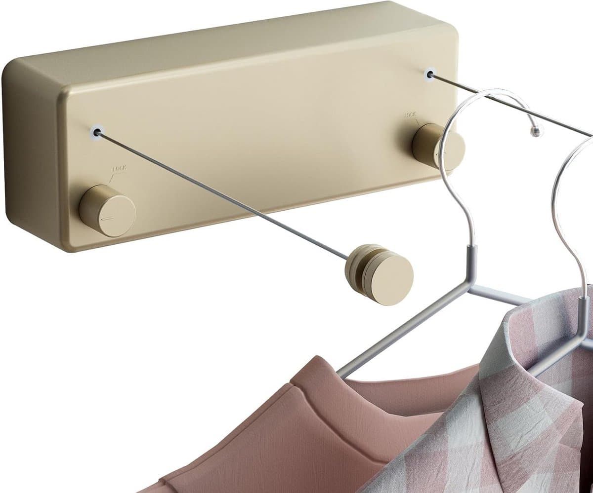 Intrekbare Waslijn - Kleding Touw - Binnen Buiten - Dubbele Lijn Systeem - 138 Voet - Goud — afbeelding 1