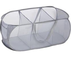 Opvouwbare wasmand (36 x 36 x 80 cm) met handvat - Opvouwbare wasmand - Opbergmand voor kinderkamer, camping en reizen (grijs, 100 ml, 1 stuk)