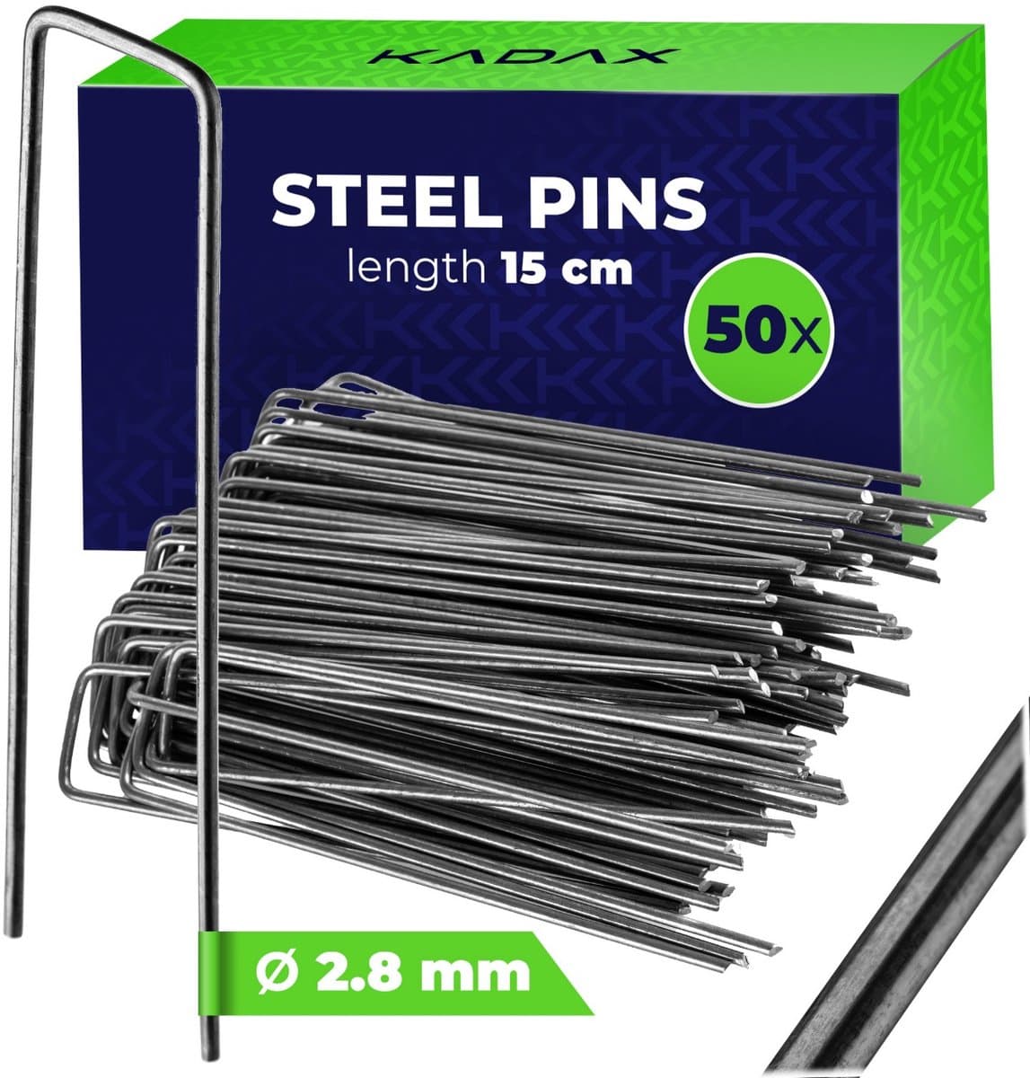 KADAX grondanker 150 x 40 mm, 50 stuks, grondanker van verzinkt staal, grondhaken voor het veilig bevestigen van onkruiddoek, haringen voor gazongrids, grondnagels (zwart) — afbeelding 1