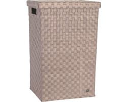 Handed By - Wasmand met deksel - Opbergmand - 81 liter - Cube XL - lichtbruin met beige patroon