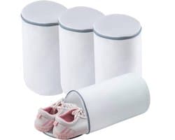 Waszak-waszak schoenen-waszak voor schoenen-4 grote schoenenwaszakken - Sneaker Mesh waszak - Schoenenwaszak - Grijze rits - 125 honingraatstof - Groot, voor sneakers, trainers, pantoffels - Wit - 35x21cm