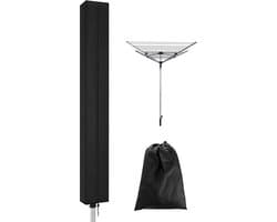Droogmolenhoes - Beschermhoes - Droogmolen Hoes Universeel - Roterende Waslijn Afdekking Waterdichte Stof - 165x16x16 cm - Heavy Duty Roterende Waslijn Afdekking met Rits - Beschermende Weerbestendige Beschermhoes voor Tuindroger en Droogrek - Zwart