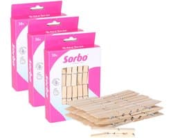 Sorbo Wasknijpers - Hout - 108 stuks (3x36)