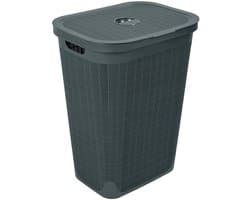 Wasmand 'Hessian' met deksel - 60 Liter - Box - Antraciet - Ventilatie