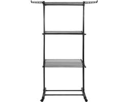 Springos Wasrek - Droogtoren - Droogrek - 4 - Etages - Inklapbaar - Inclusief- Wielen - Draaibaar - 180x75,5x49 cm