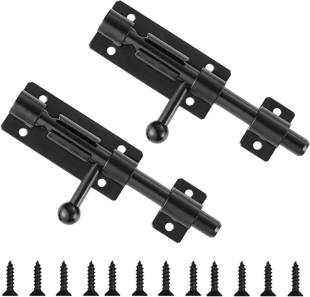 JGS Premium - Voor deurvergrendelingen van 304 roestvrij staal - 2 stuks - zwart - schuifslot voor schuifdeuren - met hangslotgat - 102 cm — afbeelding 1