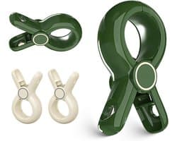 Allecto Plus - Set van 4 handdoekklemmen voor strandstoelen | Grote klemmen winddicht en handig | Strandhanddoek clips voor ligstoel | Ideaal voor zwembad en strand | Wasgoed klemmen met stevige grip.