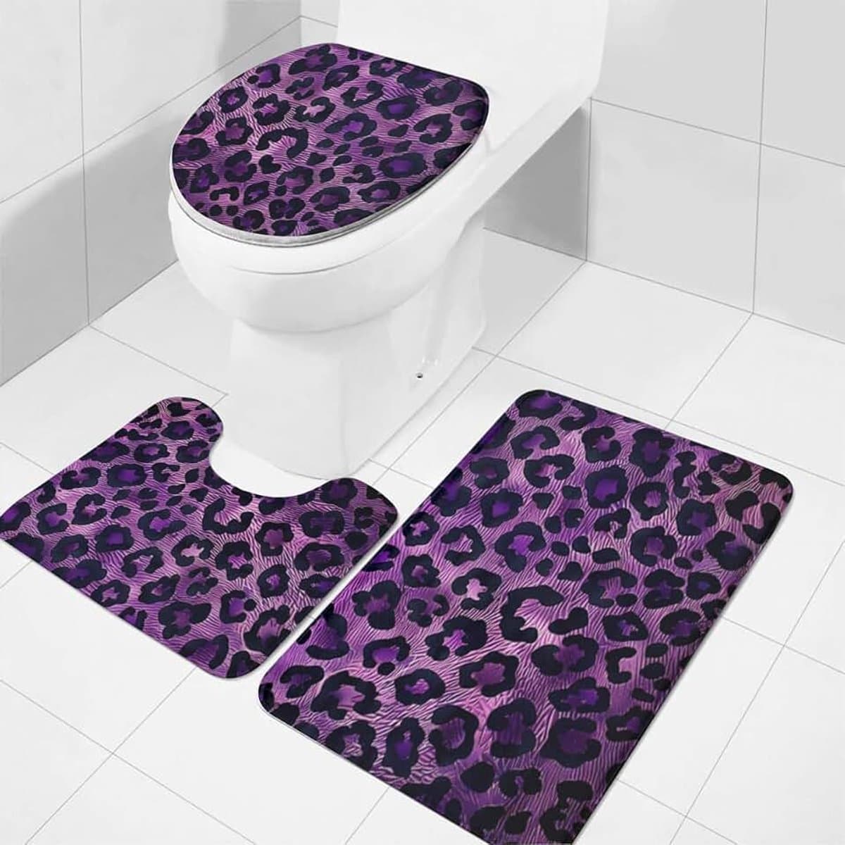 3-delig, antislip, 3 stuks, badmatten, absorberende tapijten, set en U-vormige wc-mat voor badkamer — afbeelding 1