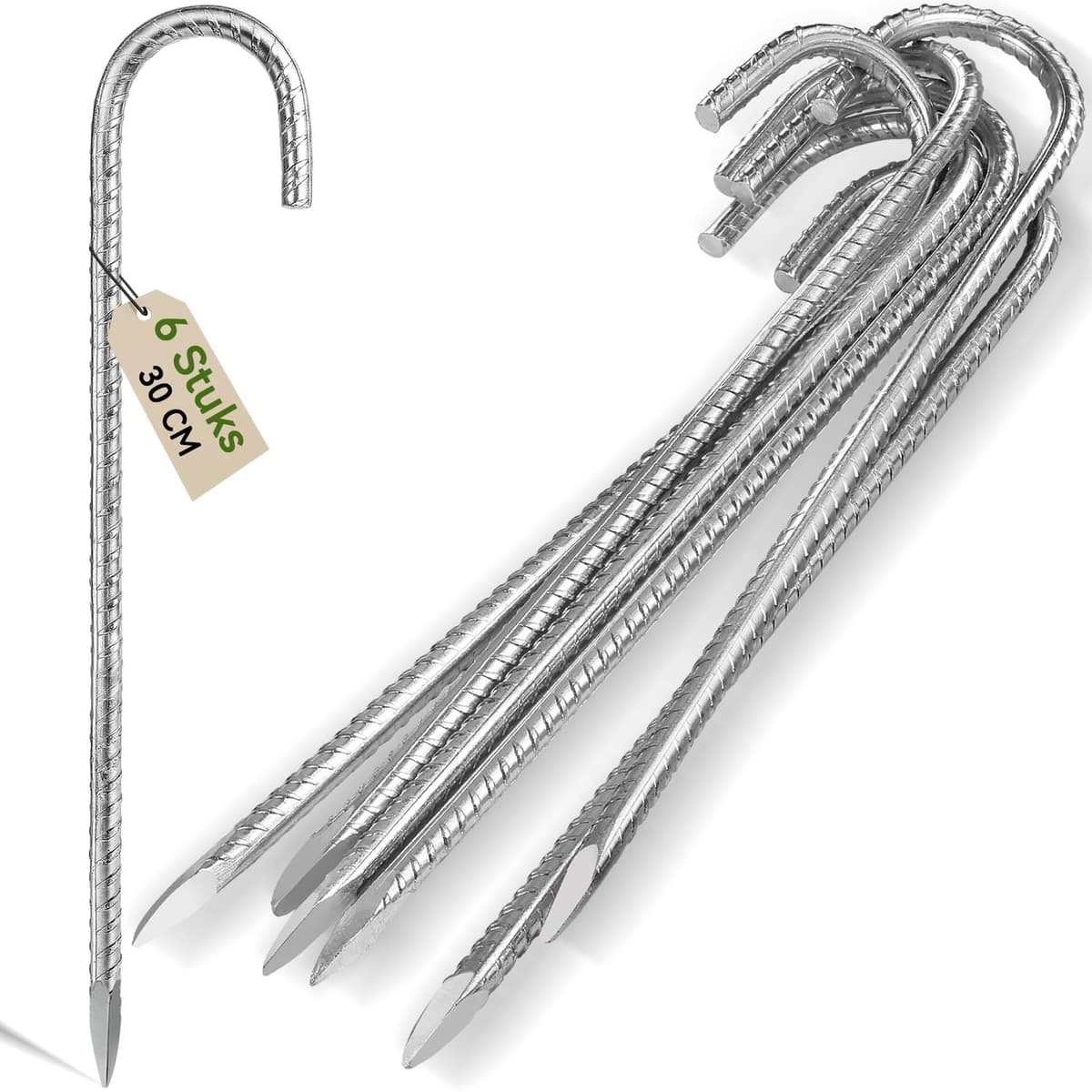30cm Heavy Duty Grondpinnen voor Tenten en Trampolines (6 Stuks) — afbeelding 1