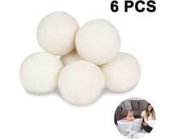 Gigicial Wollen Droogballen - Droogballen - Sneller Drogen & Zachtere Kleding - 6 Stuks - Voor Wasruimte Wit