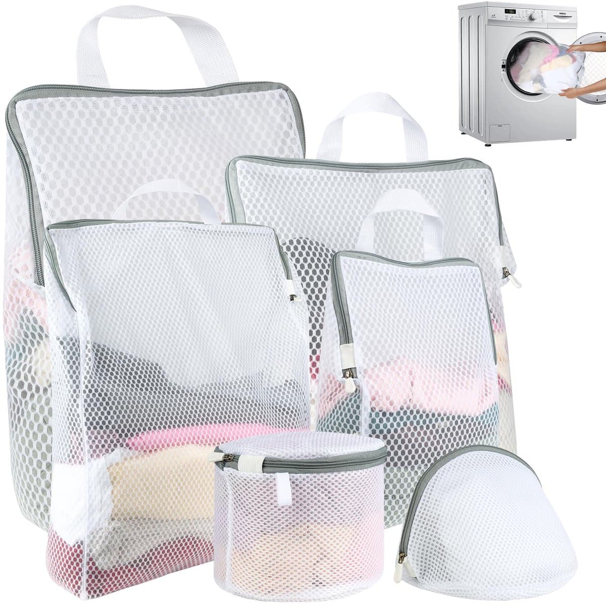 Unyqoos® Set van 6 veelzijdige wasnetten in diverse maten voor optimale kledingbescherming — afbeelding 1