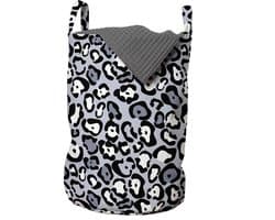 ABAKUHAUS Luipaardprint Waszak, dierenstijl, Wasmand met draaggrepen, Trekkoordsluiting voor wasstraten, 33 cm breed × 49 cm hoog, Grijs/Blauw