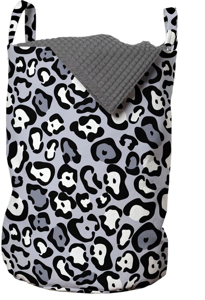 ABAKUHAUS Luipaardprint Waszak, dierenstijl, Wasmand met draaggrepen, Trekkoordsluiting voor wasstraten, 33 cm breed × 49 cm hoog, Grijs/Blauw — afbeelding 1
