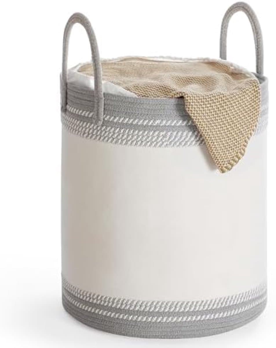 PromoHome Opbergmand voor Wasgoed met Trekkoord - 60 Liter Duifgrijs — afbeelding 1