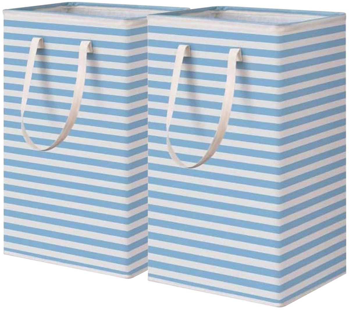 Vrijstaande wasmand - 75 liter - Grote, opvouwbare wasmand - met handvat - blauw - 2-pack — afbeelding 1
