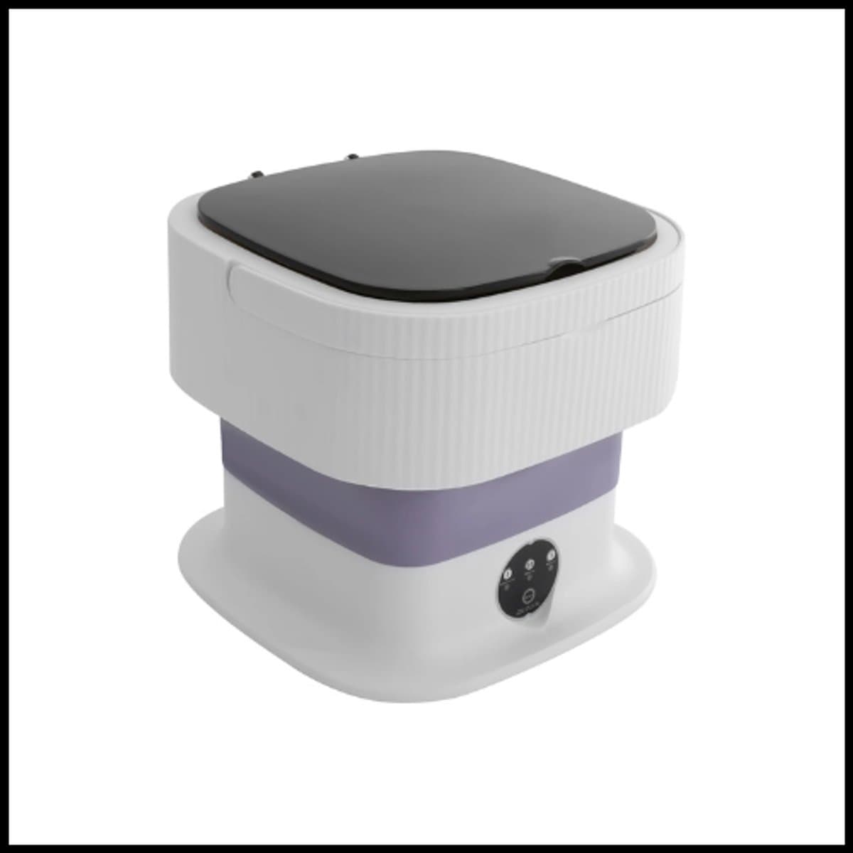 Draagbare Mini-Wasmachine – 10L 40W – Opvouwbaar & Halfautomatisch – Voor Gezinnen, Appartementen & Slaapzalen – Paars/Kaki — afbeelding 1