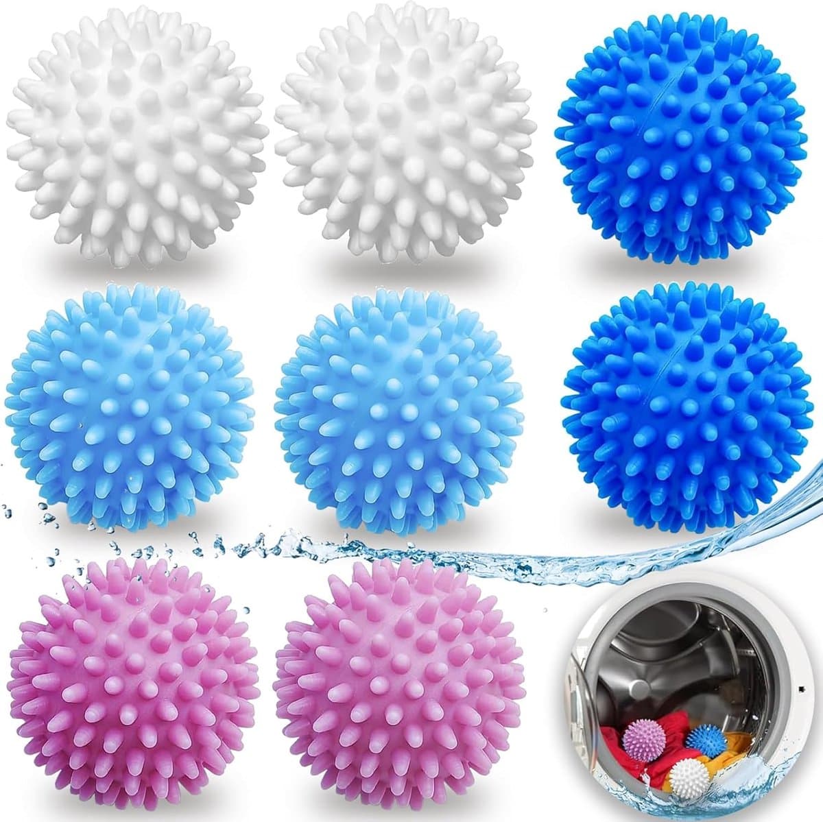 8 stuks wasballen - drogerballen voor donsjassen - wasdrogers - tennisballen - wasmachine accessoires — afbeelding 1