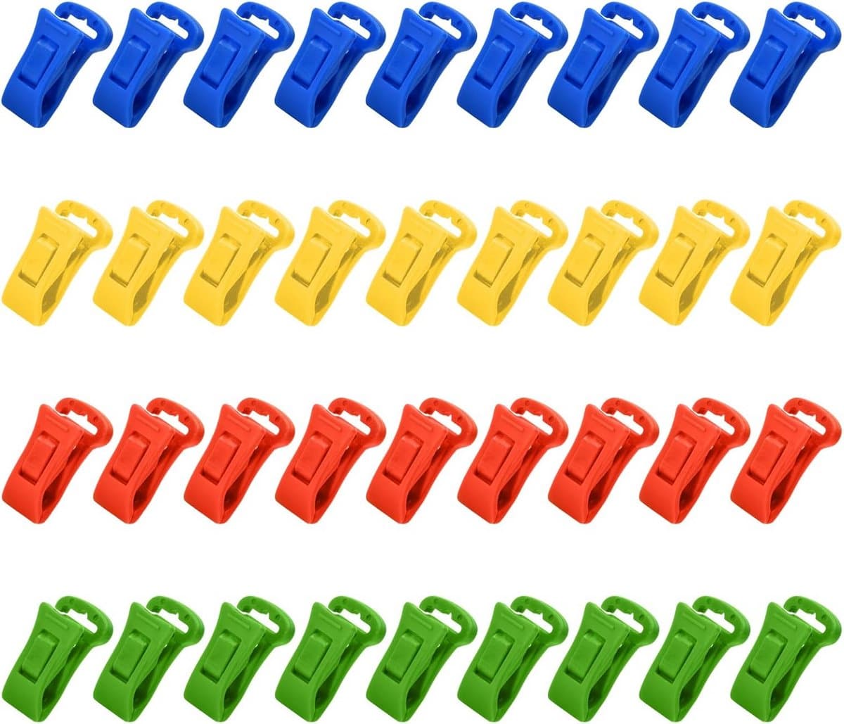 36 Sokkenklemmen met Ophanghaken - Multifunctionele Kledingklemmen - Geen Buigen Nodig - Voor Wasmachine en Wasdroger - Rode, Blauwe, Gele en Groene Kleuren - Voor Sokkenorganisatie en Orde — afbeelding 1