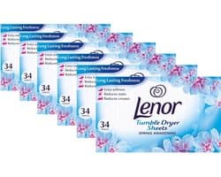 Lenor - Droogtrommeldoekjes - Spring Awakening - 6 x 34 doekjes - Voordeelverpakking