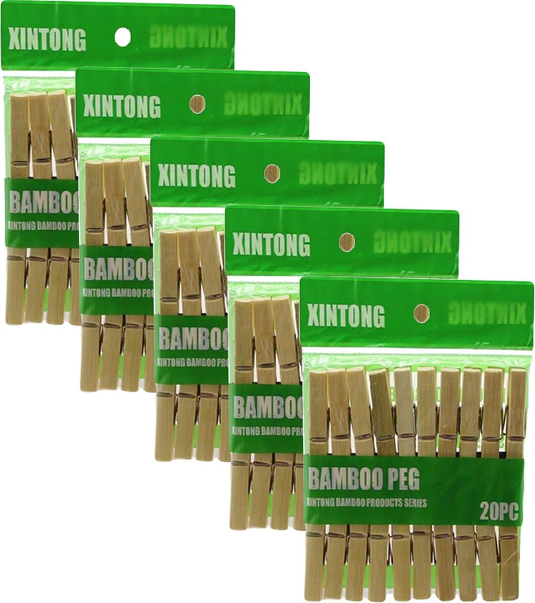 Bamboo Bamboe wasknijpers hout - 40 stuks! - HEAVY DUTY- 6.1 x 1.1 CM — afbeelding 1
