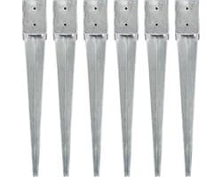 vidaXL - Grondpinnen - 6 - st - 10x10x76 - cm - gegalvaniseerd - staal - zilverkleurig