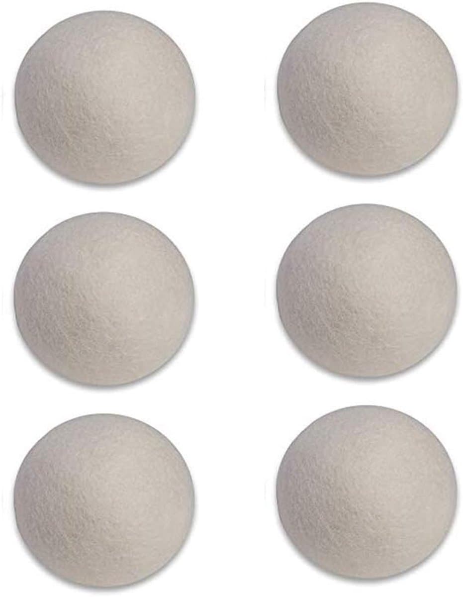 SnelShoppen - 6 Stuks Wol Droogballen - Organische Natuurlijke Wol - Donker Natuurlijk Kleur - Duurzaam Textielverzachter - Verminder Droogtijd - Eco- — afbeelding 1