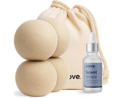 SnelShoppen - 4 Stuks Natuurlijke Hennep Droogballen met Geurdruppels en Essentiële Olie - Duurzaam, Vermindert Kreukels en Statica, 5X Absorberend, P
