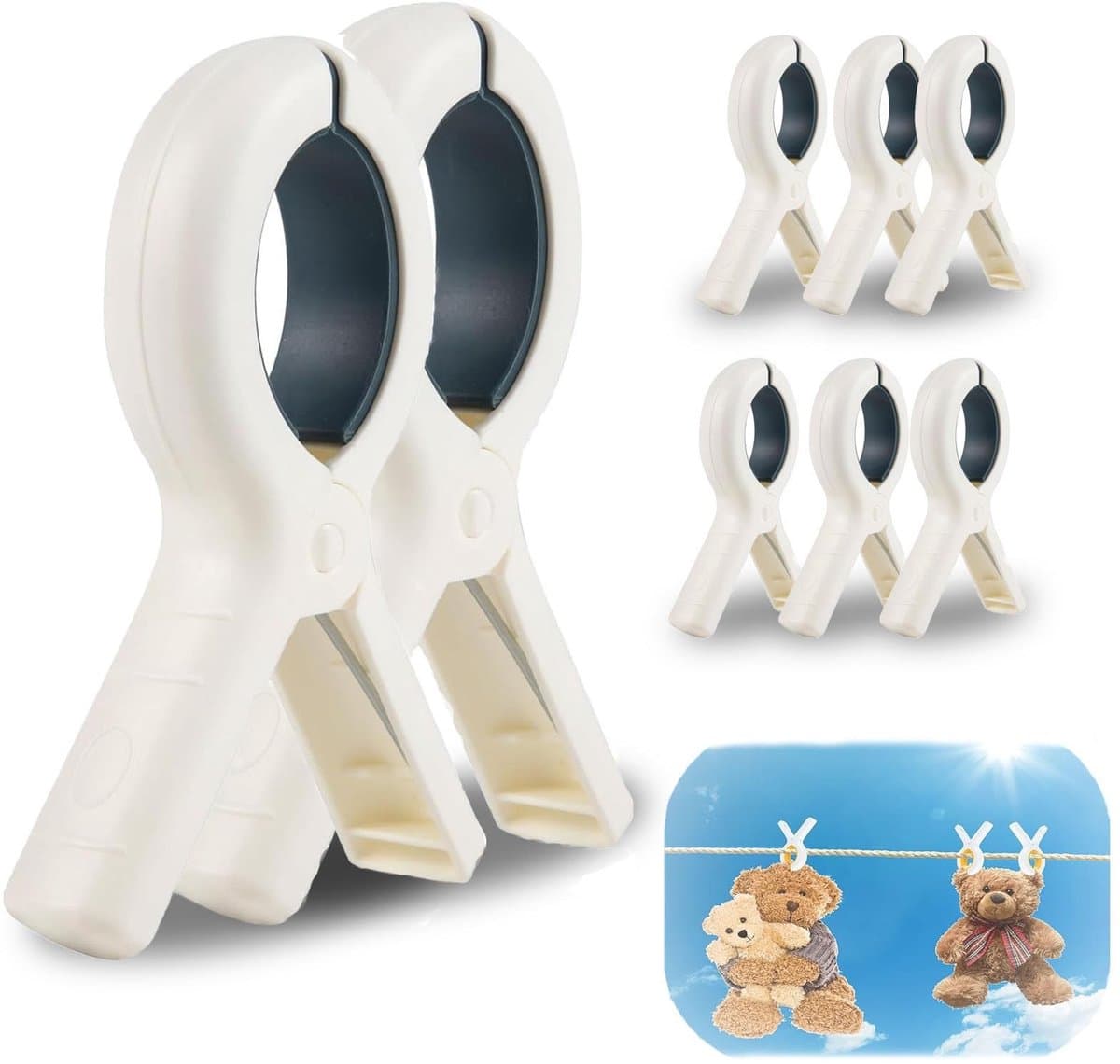Dailygoods- Wasknijpers Grote Sterke - Handdoekklemmen Antislip - Winddicht - 8 Stuks - Hoogwaardig PP+PE - Voor Kleding en Dekbedden — afbeelding 1