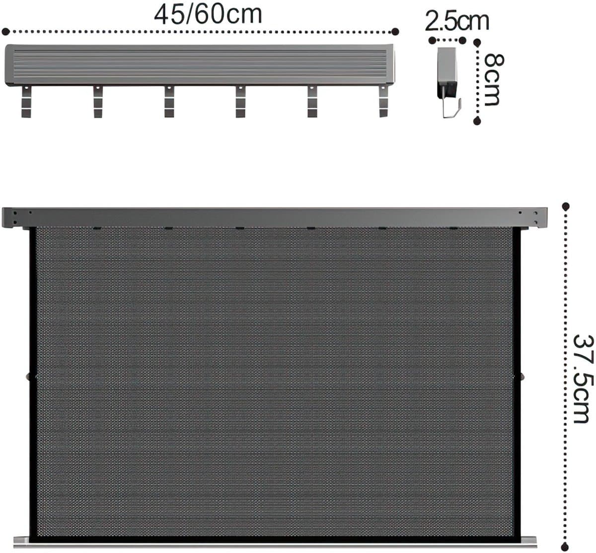 Uitschuifbare Inklapbare Wanddroogrek-Opvouwbaar Droognet-Wasrek van Ruimte Aluminium-Badkamer Balkon Slaapkamer-Kleding Droogrek-49/60cm-Gun Grey-6 Haken — afbeelding 1