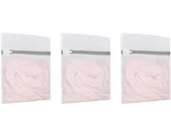 Dailygoods- Waszakken - 3-pack honingraat mesh - Ergonomisch ritssluiting - Voor delicate kleding - Lichtgewicht en compact - Milieuvriendelijk alternatief (30x23cm) - Wasnetjes