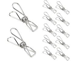 Dailygoods - Roestvrijstalen Wasknijpers - 50 Stuks Kledingclips voor Waslijn en Snacks