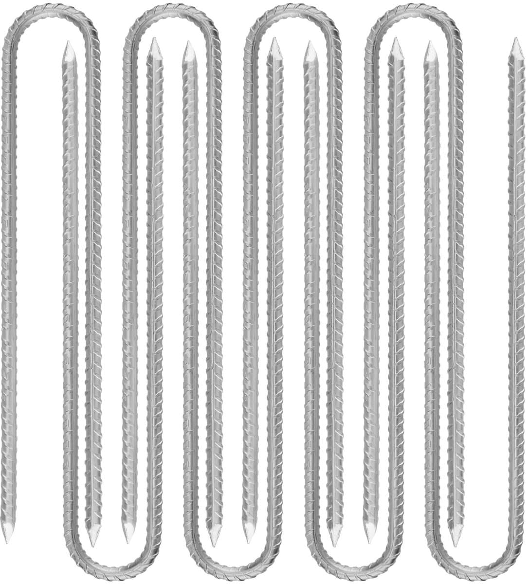 Dailygoods- Grondankers U-vormig 30 cm - Stabiele Haringen - Verzinkt - Stormbestendig - Set van 8 - Geschikt voor Trampoline/Camping - Tentharingen — afbeelding 1