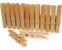 Houten Was Knijpers - Kleding Clips - Kleding Drogen - Natuurlijk Materiaal - 24 Stuks - Houtkleur