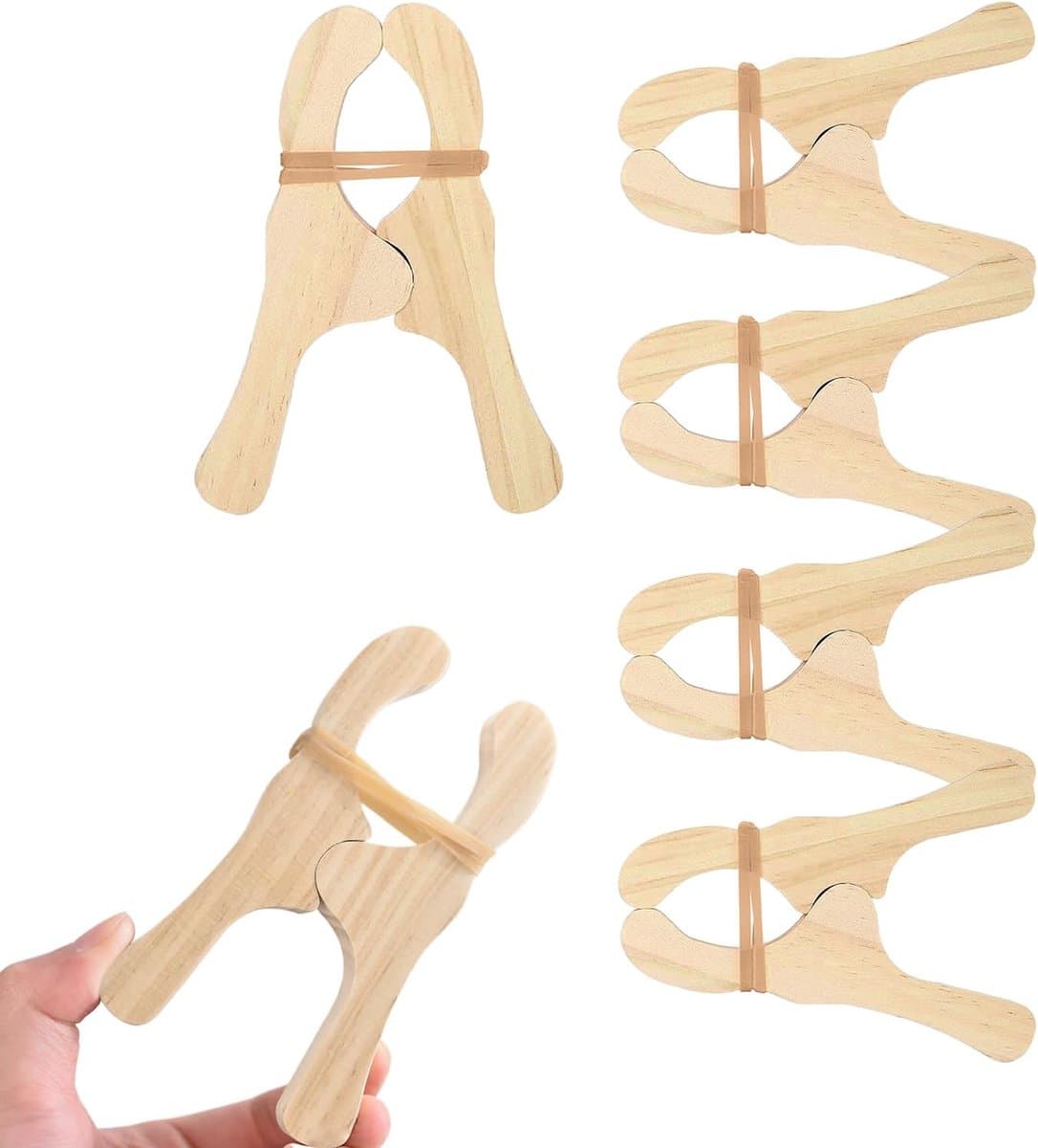 Houten wasknijpers - Kledingknijpers - Huishoudelijk gebruik - Natuurlijk materiaal - 6 stuks - Houtkleur — afbeelding 1