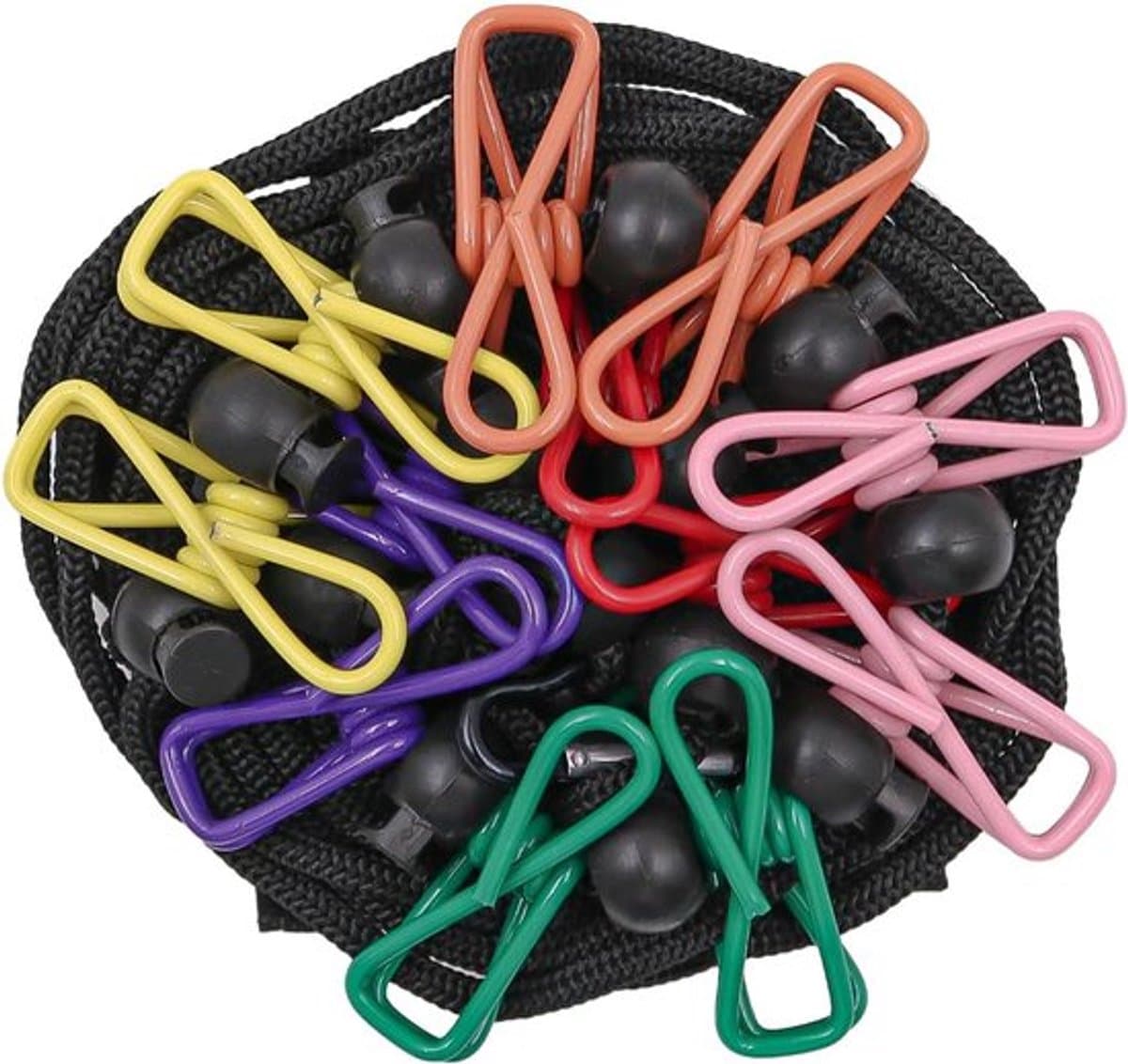 Camping Accessoires - Reiswaslijn met 12 Clips - Draagbare Buitenwaslijn - Uittrekbare Waslijn voor Kamperen — afbeelding 1