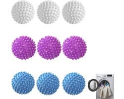Set van 9 wasballen, wasbal voor wasmachine | Droogballen voor wasmachine, herbruikbare wasbal voor wasgoed, voor wasmiddel, zachte en pluizige kleding