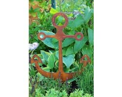 Tuinplug Anker - Bodemanker Decoratie - Tuin Aankleden - Handgemaakt Uniek Stuk - 54 x 46 cm - Roest Patina