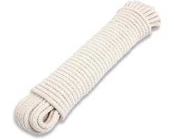 Gevlochten Katoenen Waslijn - Kledingtouw Outdoor - Kleding Drogen - UV-Bestendig - 10 meter - Natuurlijk