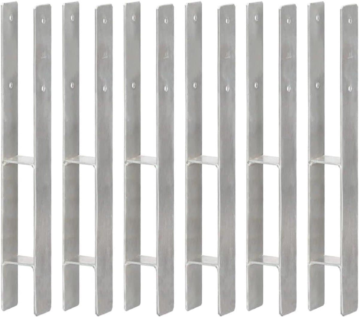 Grondankers - Paalhouders Hekpaal - Tuin Structuren Plaatsen - Voorgeboorde Gaten - 7x6x60 cm - Zilverkleurig — afbeelding 1