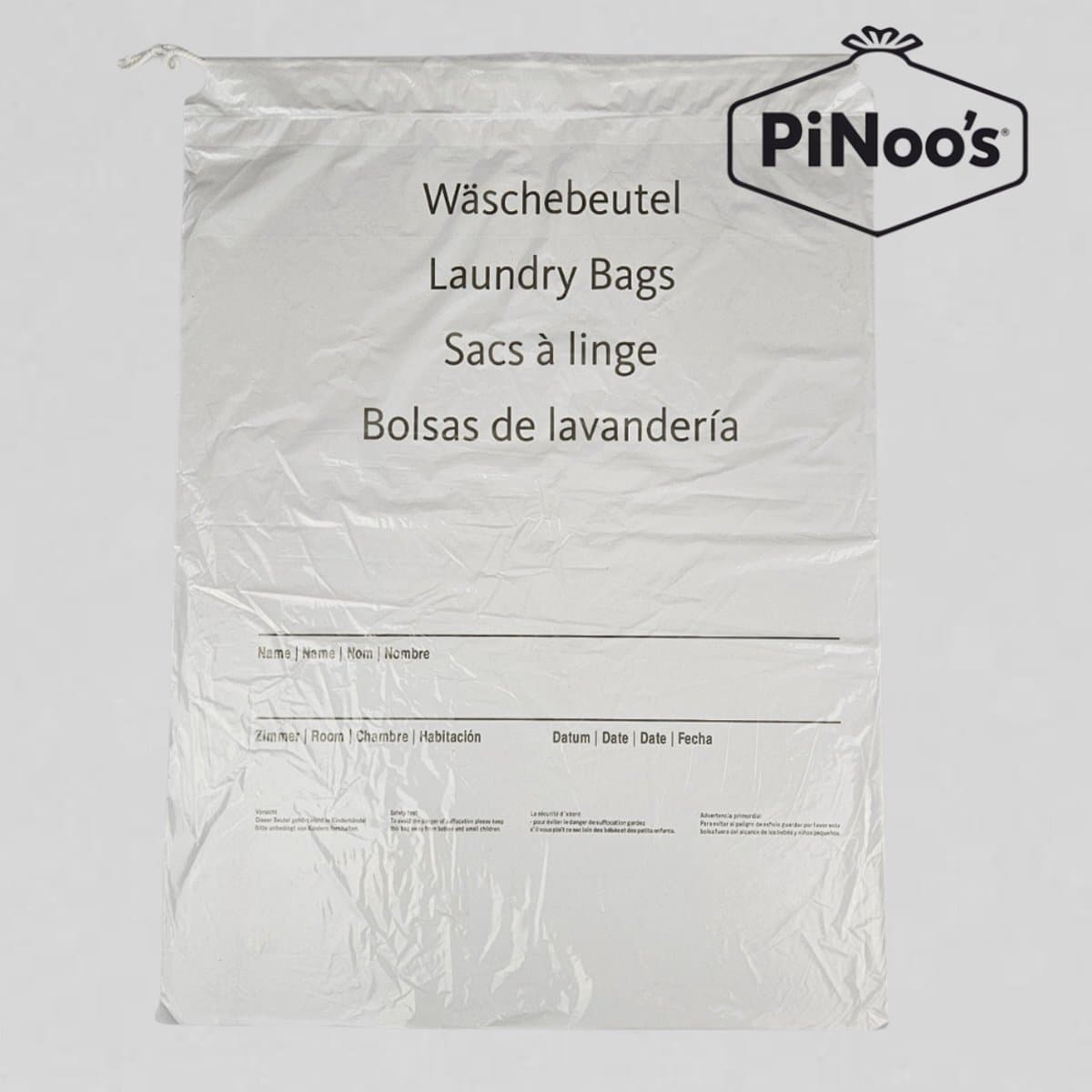 Witte Waszakken 16 Liter | 1000 losse zakken - Sluitkoord | LDPE-plastic | 25 My | 38x54 cm - Waszakken trekkoord, Waszak met tekst, Waszakken camping (03805402300D) — afbeelding 1