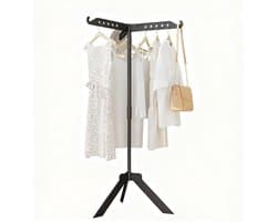 Thijox - Droogrek Kleding Binnen en Buiten - 360° Rotatie Wasstandaard met 3 Armen - Opvouwbaar en In Hoogte Verstelbaar tot 136 cm - Zwart voor Tuin