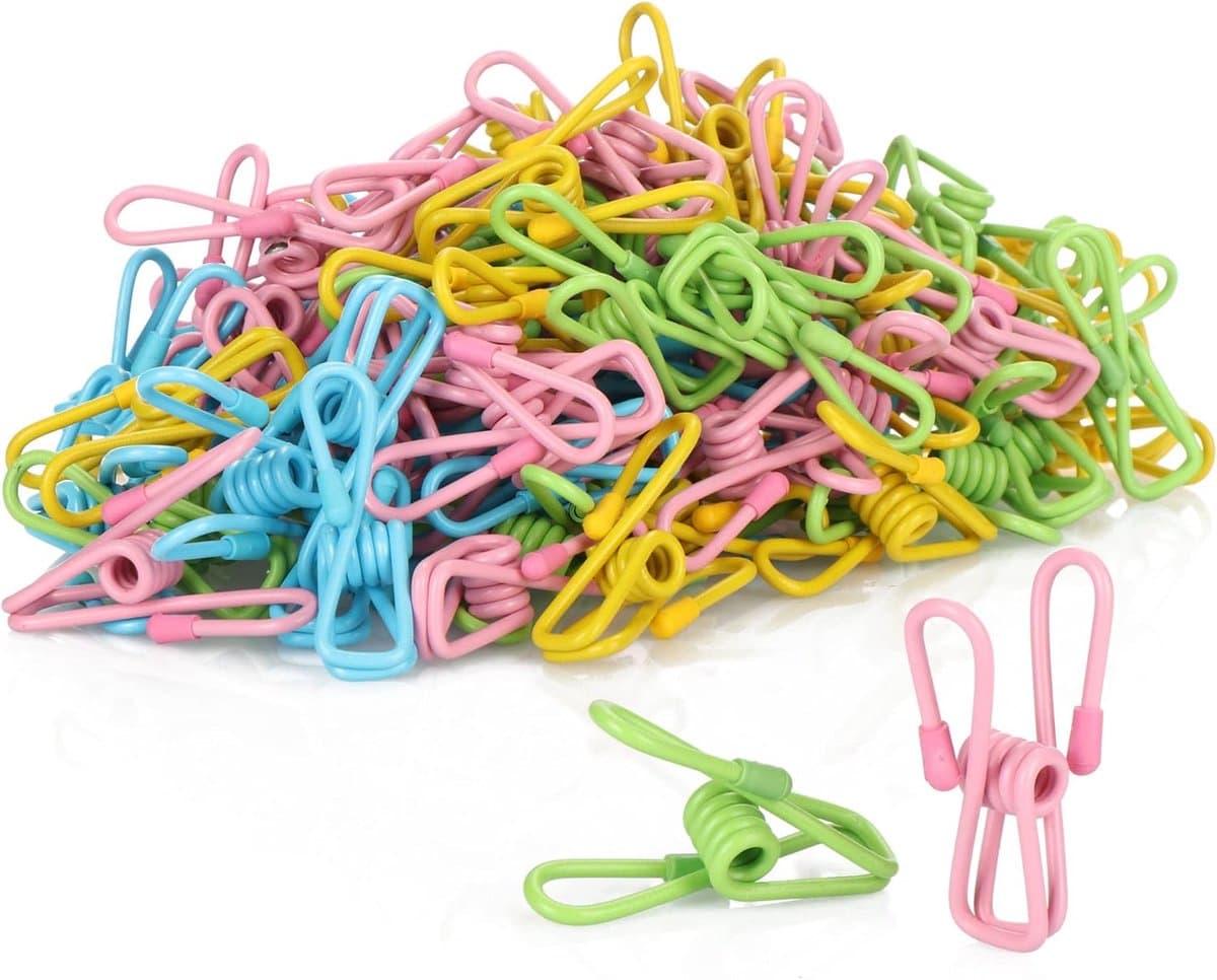 Wasknijpers - duurzame handdoekclips in felle kleuren - strandlakenclips (gekleurde clips - 100 stuks) — afbeelding 1