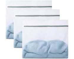 3 stuks waszakken voor wasmachine, 60 x 60 cm, wasnetten, waszakken met honingraatstructuur voor fijne was met ritssluiting, grote waszakken van netstof, voor kousen, jassen, mantels, dekens