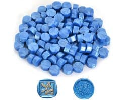 100 Stuks Blauwe Wasbolletjes voor Octagonale Wax Seal - Perfect voor Brieven, Uitnodigingen en Cadeauverpakking
