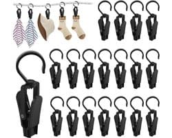 Set van 20 zwarte wasknijpers - 360° draaibaar - Ideaal voor kleding, gordijnen en handdoeken