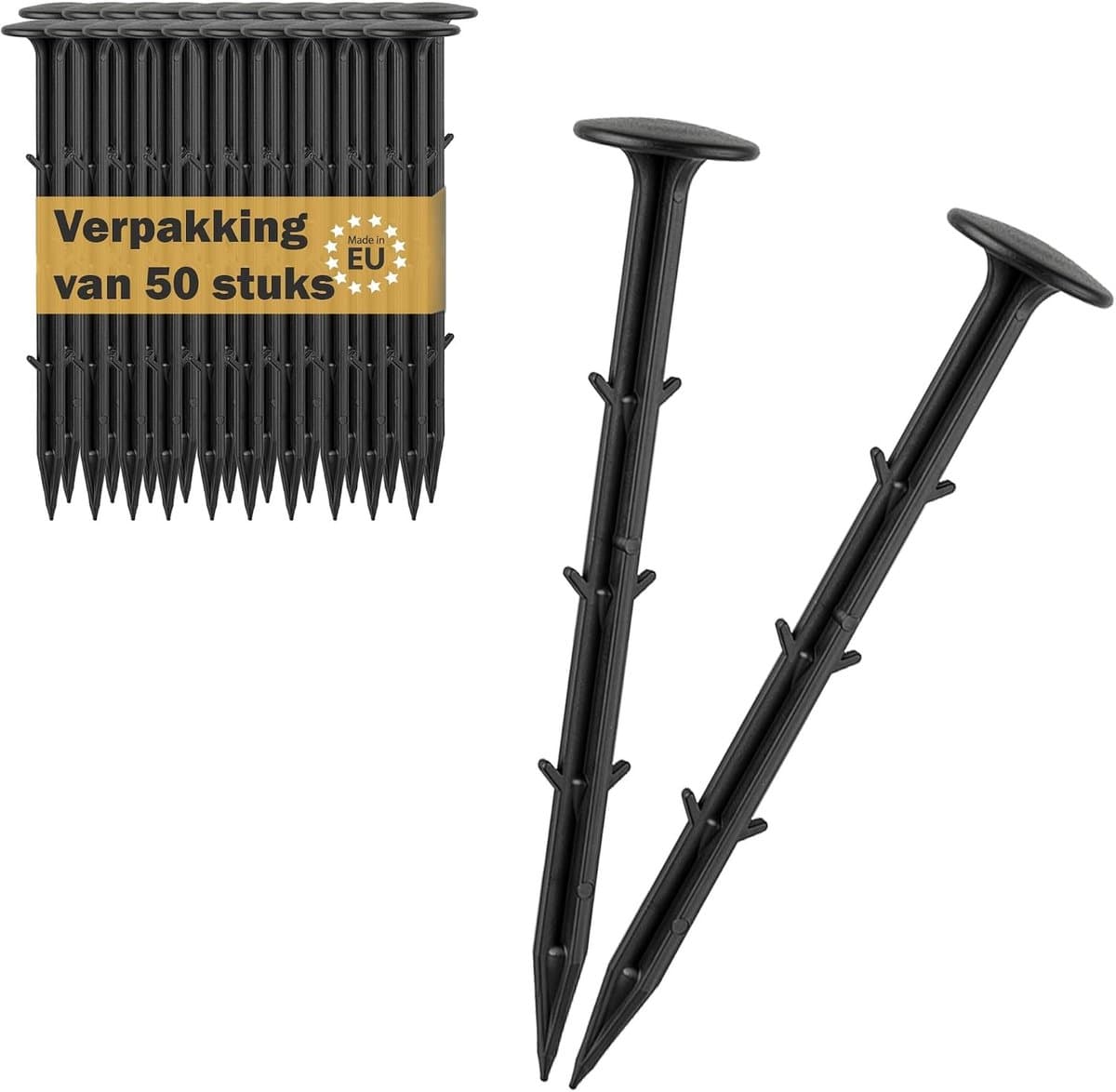 Grondanker - Zwart - 15 cm, Ø 3 cm - Kunststof Bodemanker - Set van 50 stuks voor Tuin en Camping — afbeelding 1