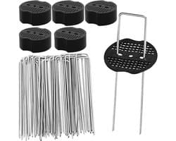SnelShoppen - Pack van 50 U-vormige pennen, zilver met afgeschuinde hoeken, kunstgras pennen 150 mm x 40 mm, gegalvaniseerd staal grondankers voor afr